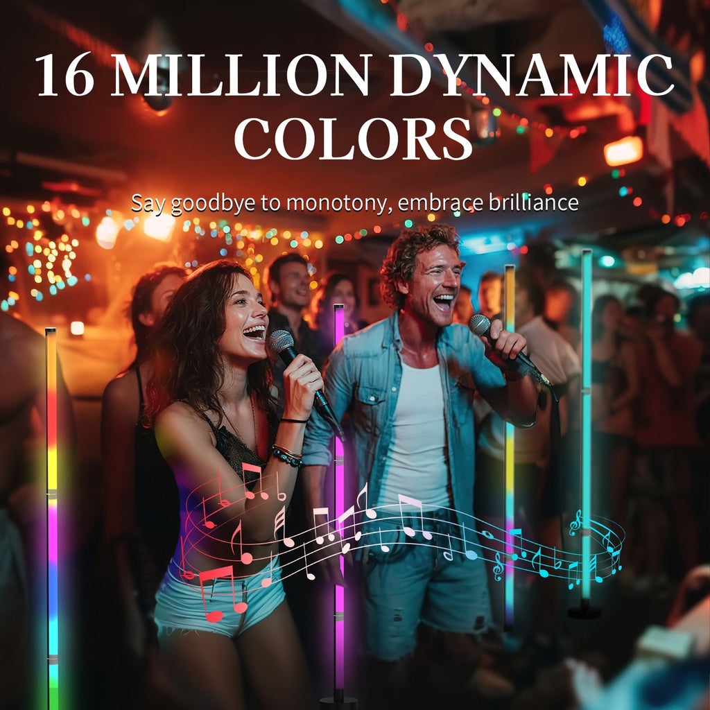 Corner Floor Lamp, Smart RGB Corner Lamp with  Remote Control, Music Sync Standing Lamp with 16 Million DIY Colors, Modern LED Ambient Light for Bedroom, Living Room, Gaming Rooms