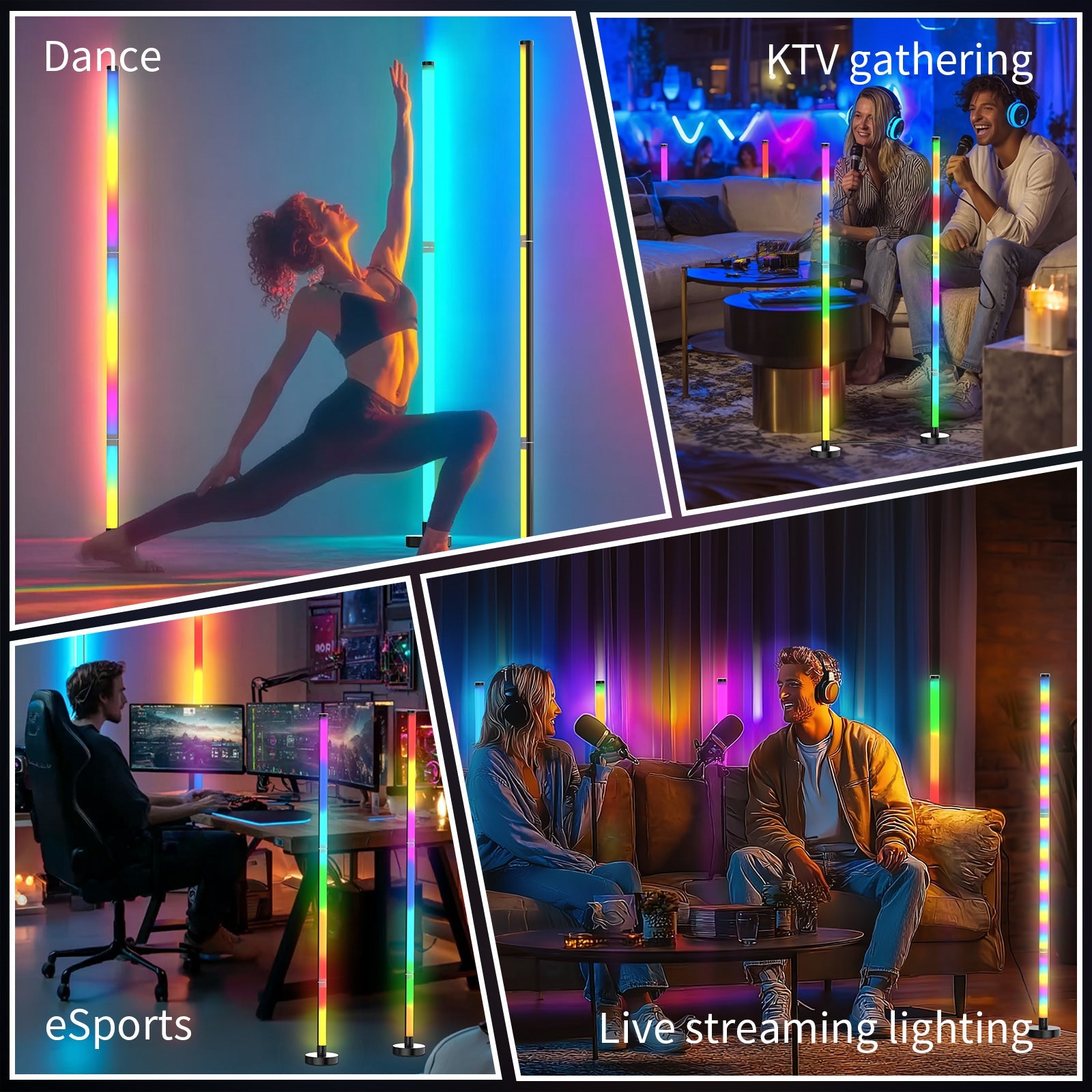 Corner Floor Lamp, Smart RGB Corner Lamp with  Remote Control, Music Sync Standing Lamp with 16 Million DIY Colors, Modern LED Ambient Light for Bedroom, Living Room, Gaming Rooms